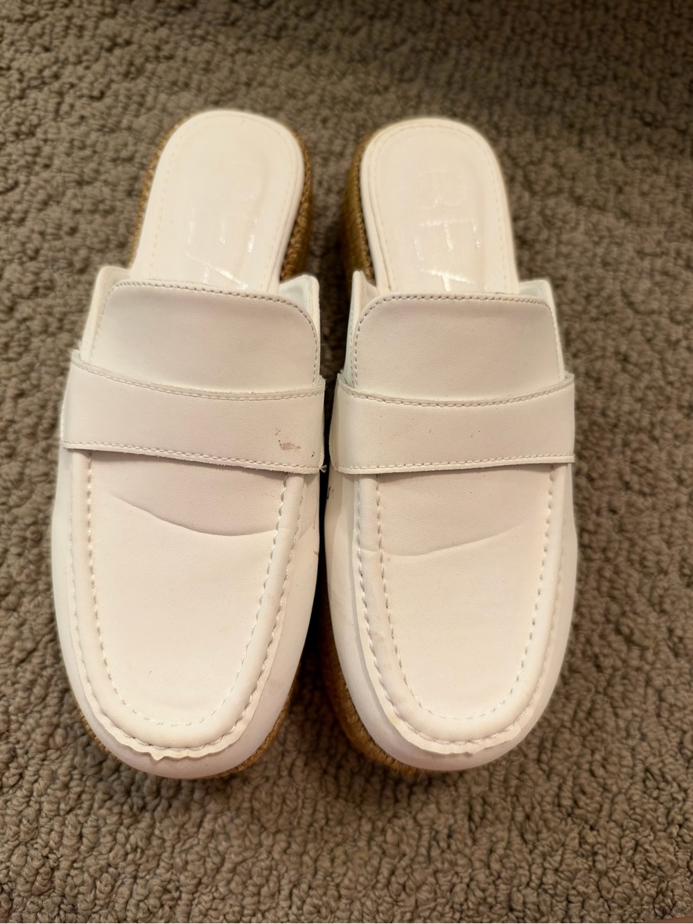 White Slip-On Loafer Mules